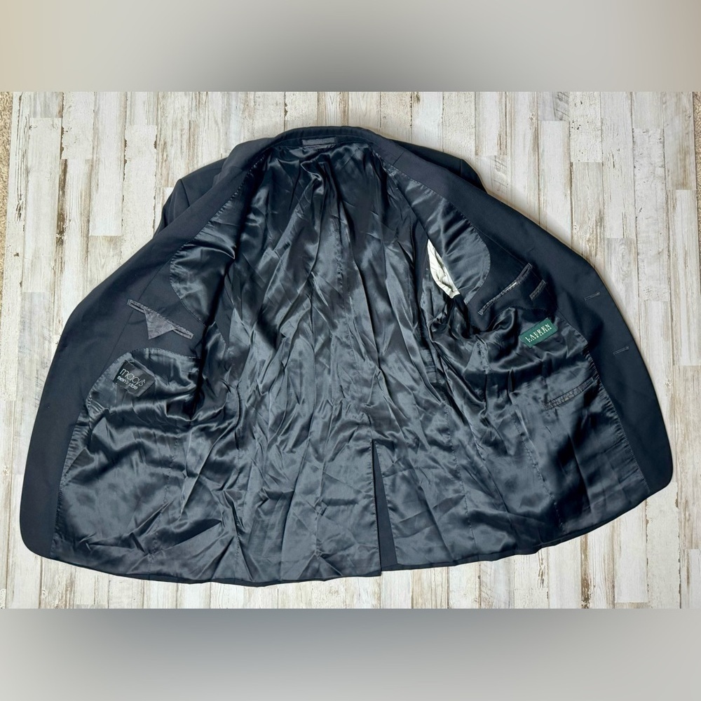 Lauren Ralph Lauren Blazer Jacket Men's 44R Black Classic Solid - Picture 9 of 11